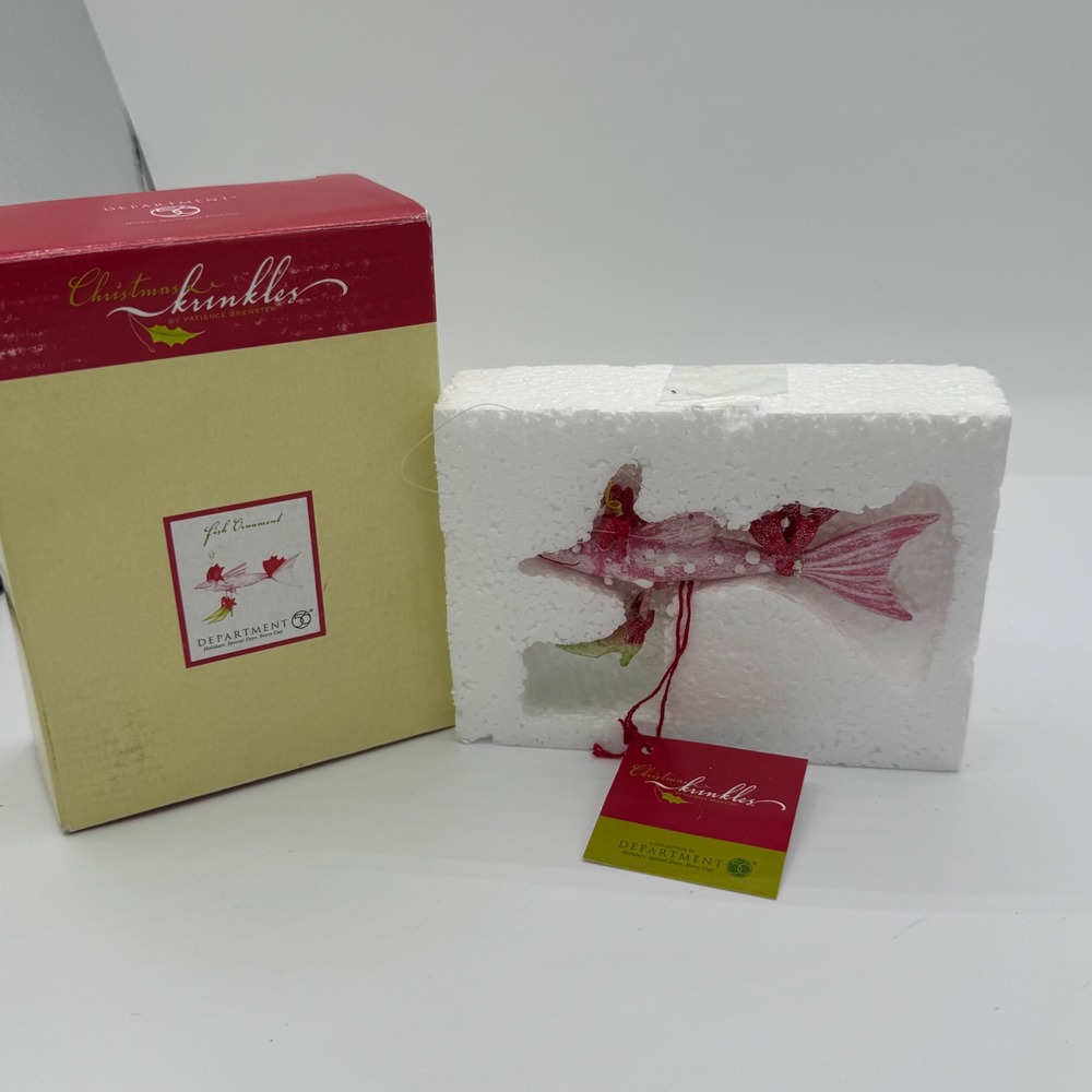 Dept 56 Christmas Krinkles Patience Brewster Pink Fish Ornament 56.36060 NIB